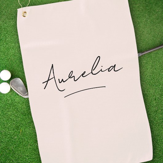 Serviette De Golf Vive rose moderne Script Monogramme Nom Signature