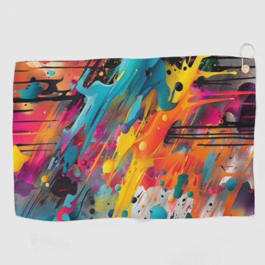 Serviette De Golf Vivid Chaos Splash Graffiti (Horizontal)