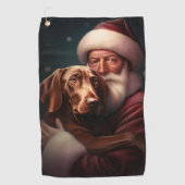 Serviette De Golf Vizsla avec Noël Festif du Père Noël (Devant)