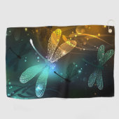 Serviette De Golf Vol de libellule verte lumineuse (Horizontal)
