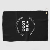 Serviette De Golf Votre logo et votre texte | Noir (Horizontal)