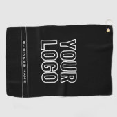 Serviette De Golf Votre Logo & Texte Moderne Noir & Blanc (Horizontal)