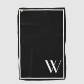Serviette De Golf Votre monogramme en noir et blanc (Devant)