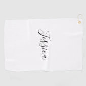 Serviette De Golf Votre nom | Écriture élégante (Horizontal)