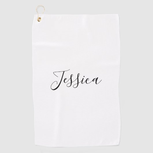 Serviette De Golf Votre nom | Écriture élégante (Devant)