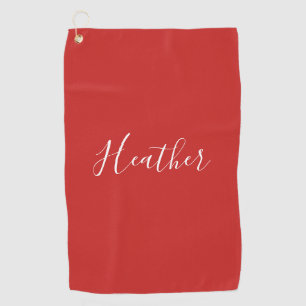 Serviette De Golf Votre script blanc personnalisé en rouge