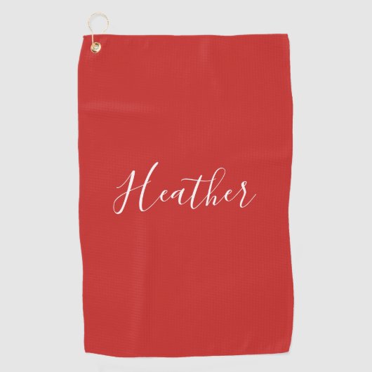 Serviette De Golf Votre script blanc personnalisé en rouge (Devant)