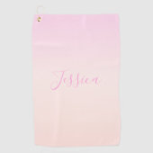 Serviette De Golf Votre texte | Élégant Script & Soft Blush Pink Omb (Devant)