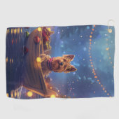 Serviette De Golf Voyage de Noël de Terrier australien (Horizontal)