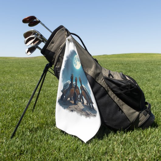 Serviette De Golf Voyage de trois tortues à Moon Wildlife Mountain (Vert)