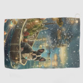 Serviette De Golf Voyage festif de Noël de Boston Terrier (Horizontal)