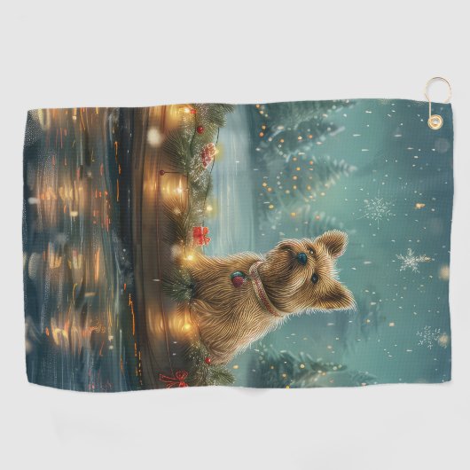 Serviette De Golf Voyage festif de Noël de Cairn Terrier (Horizontal)