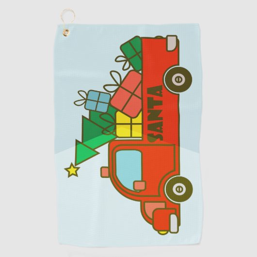 Serviette De Golf Vue latérale du camion père Noël Joyeux Noël (Devant)