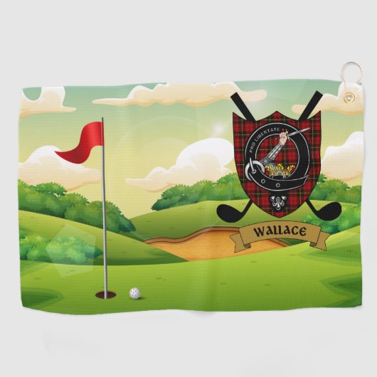 Serviette De Golf Wallace Clan Badge & Tartan Golf Towne (Horizontal)