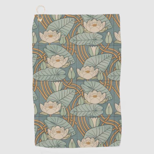 Serviette De Golf Water Lys Lily Art Nouveau Nature (Devant)