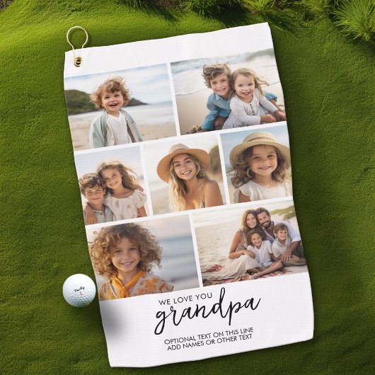 Serviette De Golf We Love You Grand-père - 7 Photo Collage - Modern
