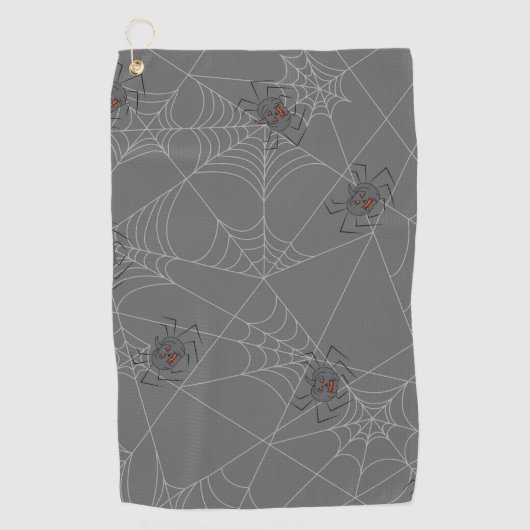 Serviette De Golf Web et citrouilles d'araignées d'Halloween (Devant)