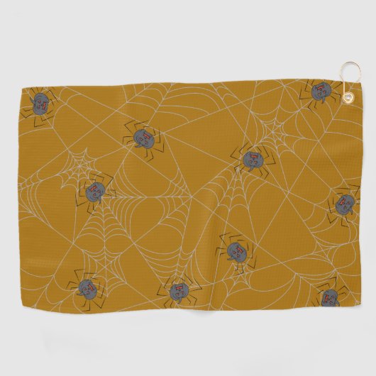 Serviette De Golf Web et citrouilles d'araignées d'Halloween (Horizontal)