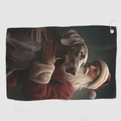 Serviette De Golf Weimaraner avec Noël Festif du Père Noël (Horizontal)