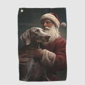 Serviette De Golf Weimaraner avec Noël Festif du Père Noël (Devant)