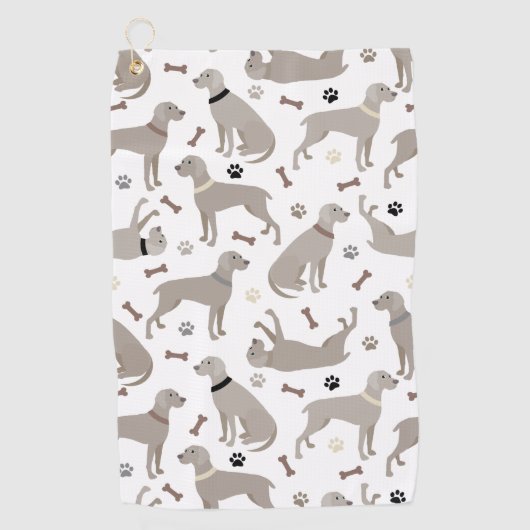 Serviette de golf Weimaraner Bones and Paws (Devant)