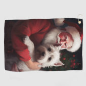 Serviette De Golf West Highland White Terrier Santa Claus Noël (Horizontal)