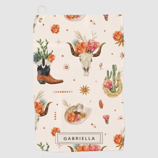 Serviette De Golf Western Desert Cactus Cowboy Casquette Nom personn (Devant)