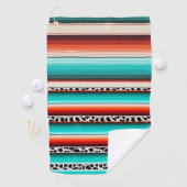 Serviette De Golf Western Turquoise Terracotta Grandes Vaches Imprim (En situation)