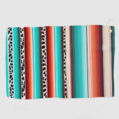 Serviette De Golf Western Turquoise Terracotta Grandes Vaches Imprim (Horizontal)
