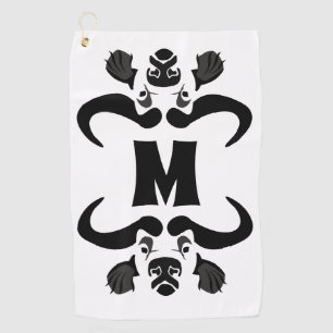 Serviette De Golf Whimsical Cape Buffalo, en encre noire