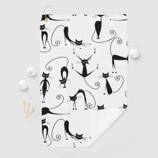 Serviette De Golf Whimsical Skinny Motif de chat noir (En situation)