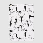 Serviette De Golf Whimsical Skinny Motif de chat noir (Devant)