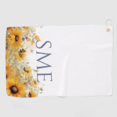 Serviette De Golf Whimsical Sunflower Meadow Monogram – (Horizontal)