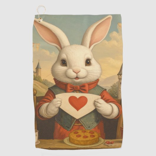 Serviette De Golf Whimsical White Rabbit Hearts Enchanted Wonderland (Devant)