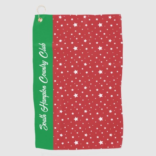Serviette De Golf White Christmas Stars Golf Towne Custom Club Nom (Devant)