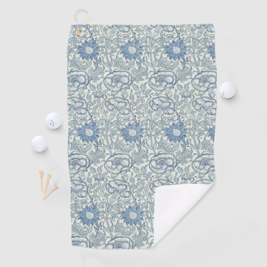 Serviette De Golf William Morris Beau motif floral, bleu, rose (En situation)
