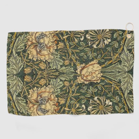 Serviette De Golf William Morris Honeysuckle Vert Floral (Horizontal)