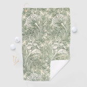 Serviette De Golf William Morris tulip fond textile vert (En situation)