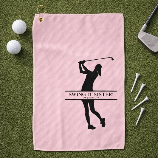 Serviette De Golf Womens Golf Silhouette Personalized Monogram City