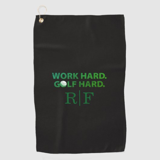 Serviette De Golf Work Hard Golf Hard Monogram Initial Retro Green (Devant)