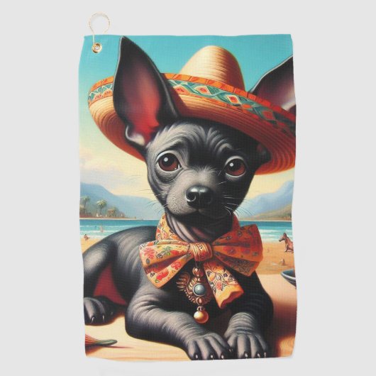 Serviette De Golf Xoloitzcuintle vintage (Devant)