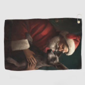 Serviette De Golf Xoloitzcuintli avec Noël Festif du Père Noël (Horizontal)