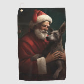 Serviette De Golf Xoloitzcuintli avec Noël Festif du Père Noël (Devant)