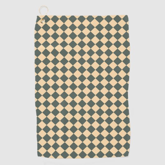 Serviette De Golf Yellow Green Checker Diamond Pattern (Devant)