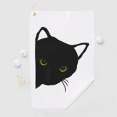 Serviette De Golf yeux de chat noir gauche (En situation)