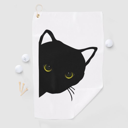 Serviette De Golf yeux de chat noir gauche (En situation)
