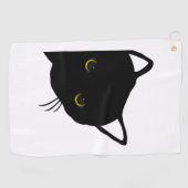 Serviette De Golf yeux de chat noir gauche (Horizontal)