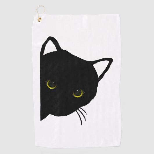 Serviette De Golf yeux de chat noir gauche (Devant)