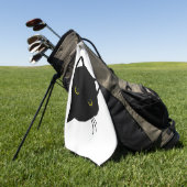 Serviette De Golf yeux de chat noir gauche (Vert)