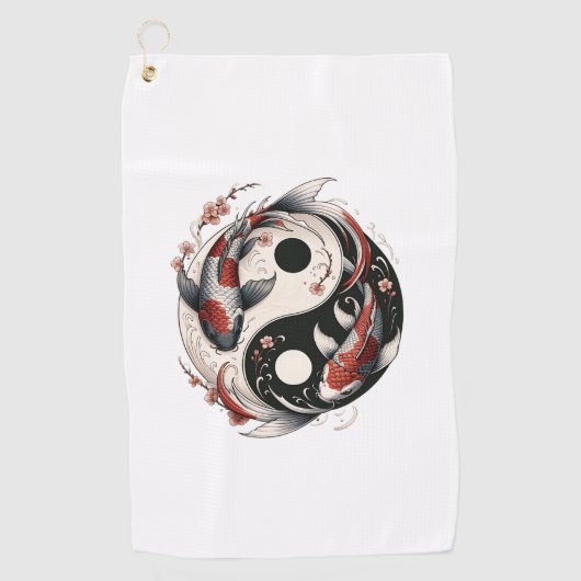 Serviette De Golf Yin Et Yang Poisson Japonais Koi (Devant)